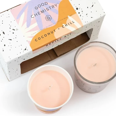Good Chemistry™ Refillable Glass Candle And Plant-Based Candle Refill Kit Coconut And Chill - 8.3 Oz 3 Good Chemistry™ Refillable Glass Candle And Plant-Based Candle Refill Kit Coconut And Chill - 8.3 Oz