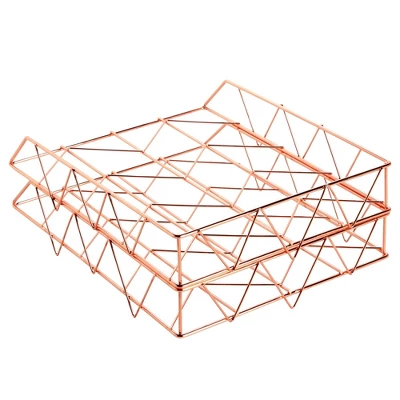 Paper Junkie 2 Pack Metal Rose Gold Desk Organizer, Paper, Letter, File And Document Holder, 10 X 12 In 8 Paper Junkie 2 Pack Metal Rose Gold Desk Organizer, Paper, Letter, File And Document Holder, 10 X 12 In - Image 6