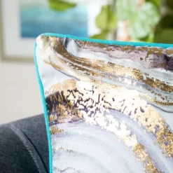 Nima Pillow - Blue/Gold - 18" X 18" - Safavieh -Fashion Home Decor Store GUEST 7d3894da 4ba6 460f 86b6 fe4cb4235294