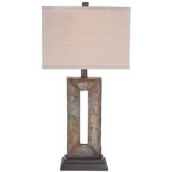 Franklin Iron Works Tahoe Rustic Table Lamp 26" High Natural Stale Rectangular Box Shade For Bedroom Living Room Bedside Nightstand Office Kids House -Fashion Home Decor Store GUEST 7e9c636b 72c7 4979 87f1 55e7367e89c7