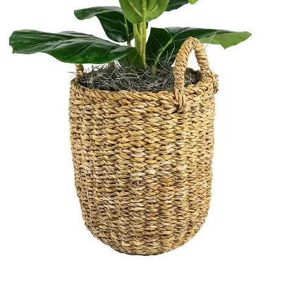 30" X 16" Artificial Fig Plant In Basket With Handles - LCG Florals 4 30" X 16" Artificial Fig Plant In Basket With Handles - LCG Florals - Image 2