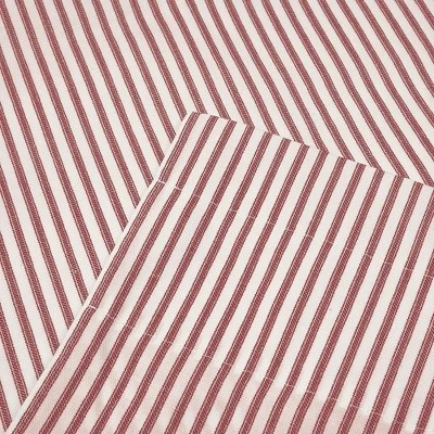 Ellis Curtain Plaza Classic Ticking Stripe Printed On Natural Ground 1.5" Rod Pocket Tailored Tiers Brick 6 Ellis Curtain Plaza Classic Ticking Stripe Printed On Natural Ground 1.5" Rod Pocket Tailored Tiers Brick - Image 4