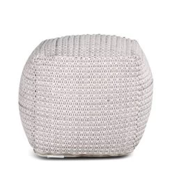 Hakim Square Handwoven Pouf Ivory - Steve Silver Co.