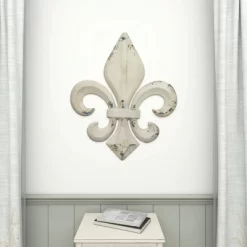 Metal Fleur De Lis Wall Decor With Distressing White - Olivia & May -Fashion Home Decor Store GUEST 80814984 2cea 44e4 bfe3 df13e00476fb