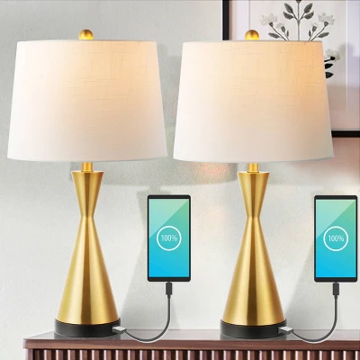 (Set Of 2) 26" Colton Classic French Country Iron LED Table Lamp With USB Charging Port (Includes LED Light Bulb) - JONATHAN Y 5 (Set Of 2) 26" Colton Classic French Country Iron LED Table Lamp With USB Charging Port (Includes LED Light Bulb) - JONATHAN Y - Image 3