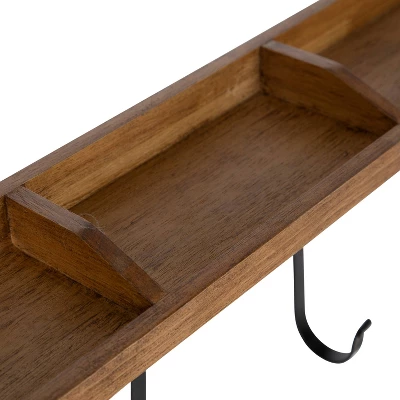 24" X 15" Oddell Wood Wall Shelf With Hooks Rustic Brown - Kate & Laurel All Things Decor 7 24" X 15" Oddell Wood Wall Shelf With Hooks Rustic Brown - Kate & Laurel All Things Decor - Image 5