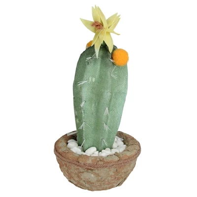 Northlight 12" Flowering Cactus Artificial Potted Plant - Green/Brown 3 Northlight 12" Flowering Cactus Artificial Potted Plant - Green/Brown