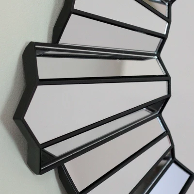 Northlight 25" Sparkling Sunburst Matte Black Round Wall Mirror 3 Northlight 25" Sparkling Sunburst Matte Black Round Wall Mirror