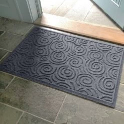 2'x3' Aqua Shield Swirls Indoor/Outdoor Doormat Blue - Bungalow Flooring