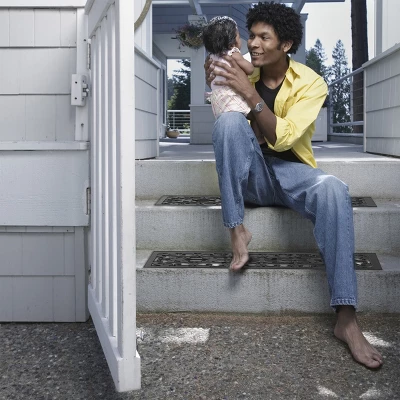 Set Of 2 Non-Slip Stair Treads For Wooden Steps - Heavy Duty Decorative Runner With Traction Control Grip - Outdoor Rubber Mats By Pure Garden (Black) 5 Set Of 2 Non-Slip Stair Treads For Wooden Steps - Heavy Duty Decorative Runner With Traction Control Grip - Outdoor Rubber Mats By Pure Garden (Black) - Image 3