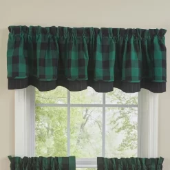 Park Designs Buffalo Check Lined Layered Forest Green Valance 72"
