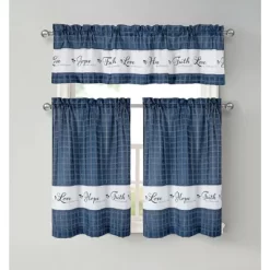 Kate Aurora Country Living Gingham Check Hope Faith Love 3 Pc Cafe Kitchen Curtain Set -Fashion Home Decor Store GUEST 88805143 d644 4a50 999e 34ed16cb6235