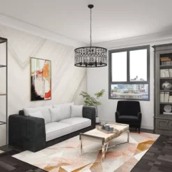 Metal Crystal Embellishments 6 Light Chandelier With Link Style Chain Black - Olivia & May -Fashion Home Decor Store GUEST 894f0c2e 2b9e 470e ad69 850fd08eef94