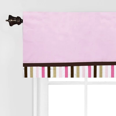 Bacati - Solid With Stripes Pink/Choc Window Valance 4 Bacati - Solid With Stripes Pink/Choc Window Valance - Image 2