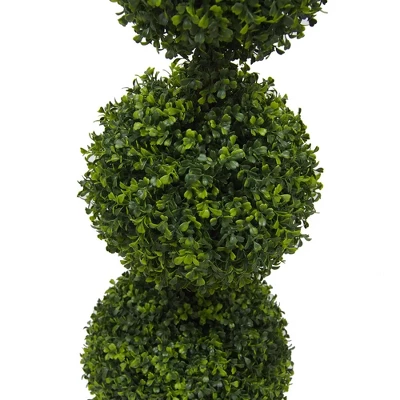 Artificial Boxwood Triple Ball With Pot (UV) (4') - Vickerman 4 Artificial Boxwood Triple Ball With Pot (UV) (4') - Vickerman - Image 2