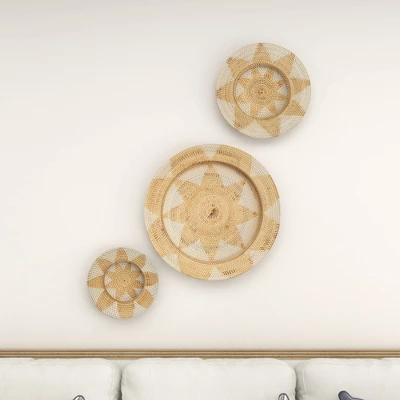 Set Of 3 Rattan Plate Woven Basket Wall Decors - Olivia & May 13 Set Of 3 Rattan Plate Woven Basket Wall Decors - Olivia & May - Image 11