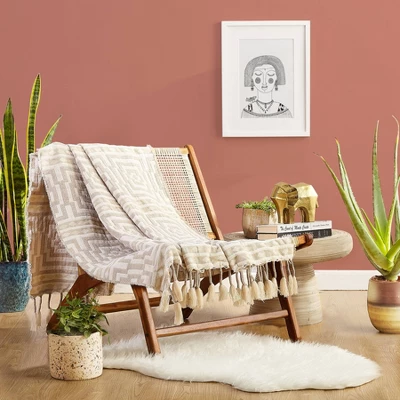 50"x60" Hypnotic Throw Blanket Taupe - Jungalow By Justina Blakeney 5 50"x60" Hypnotic Throw Blanket Taupe - Jungalow By Justina Blakeney - Image 3