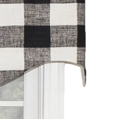 Grande Check Regal Style 3" Rod Pocket Valance 50" X 17" Black By RLF Home 3 Grande Check Regal Style 3" Rod Pocket Valance 50" X 17" Black By RLF Home