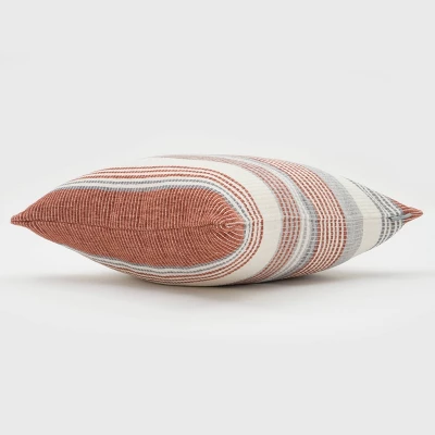 18"x18" Freja Striped Chenille Woven Square Throw Pillow - Evergrace 3 18"x18" Freja Striped Chenille Woven Square Throw Pillow - Evergrace