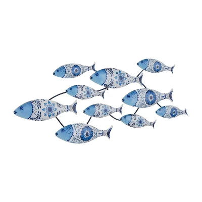 16" X 37" Metal Fish Wall Decor Blue - Olivia & May 6 16" X 37" Metal Fish Wall Decor Blue - Olivia & May - Image 4