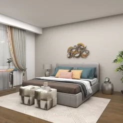 Metal Abstract Wall Decor With Round Mirror Accents Beige - Olivia & May -Fashion Home Decor Store GUEST 9142aed5 6630 4e42 942a 0f643356c664