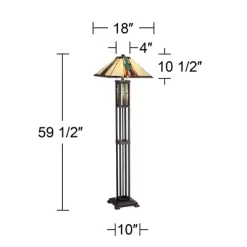 Robert Louis Tiffany Ranier Rustic Mission Floor Lamp 59 1/2" Tall Bronze With LED Nightlight Stained Art Glass Shade For Living Room Bedroom Office -Fashion Home Decor Store GUEST 91b537b7 1199 4fc6 ba0f e764f10d031c