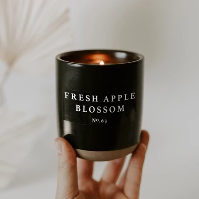 Sweet Water Decor Fresh Apple Blossom 12oz Black Stoneware Jar Candle 4 Sweet Water Decor Fresh Apple Blossom 12oz Black Stoneware Jar Candle - Image 2