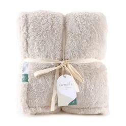 50"x60" 300 Recycled Fluffie Throw Blanket Light Brown - Berkshire Blanket & Home Co.