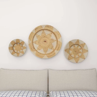Set Of 3 Rattan Plate Woven Basket Wall Decors - Olivia & May 11 Set Of 3 Rattan Plate Woven Basket Wall Decors - Olivia & May - Image 9