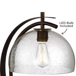 Possini Euro Design Modern Desk Lamps Set Of 2 With USB Port 22 1/2" High Bronze LED Clear Seeded Glass Shade For Bedroom Office -Fashion Home Decor Store GUEST 94f8b08b 460e 4367 b974 fdf11d3b35a4