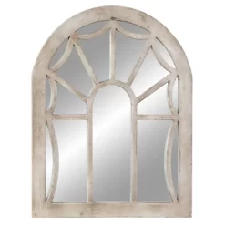 Wood Window Pane Inspired Wall Mirror With Arched Top Cream - Olivia & May -Fashion Home Decor Store GUEST 959e15c9 ac0b 45d1 99f0 77652eaf07d2