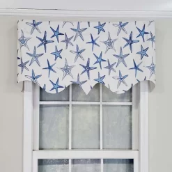 RLF Home Starfish Window Treatment Regal Premium Quality Valance 3" Rod Pocket 50" X 17" Blue