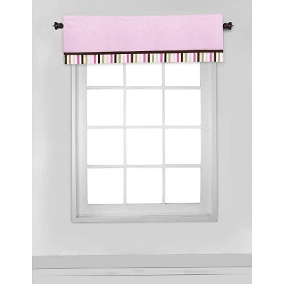 Bacati - Solid With Stripes Pink/Choc Window Valance 5 Bacati - Solid With Stripes Pink/Choc Window Valance - Image 3