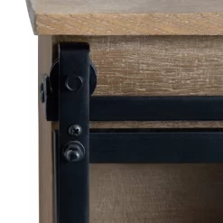 30" X 28" Barnhardt Decorative Wooden Wall Cabinet With 2 Sliding Glass Doors Rustic Brown - Kate & Laurel All Things Decor