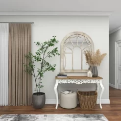 Wood Window Pane Inspired Wall Mirror With Arched Top Cream - Olivia & May -Fashion Home Decor Store GUEST 971cbdea 100a 45f1 8b69 da105cf0ac69