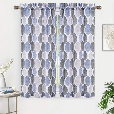 Trinity Kitchen Tier Curtains Window Leaf Pattern Half Window Treatment Set Rod Pocket 4 Trinity Kitchen Tier Curtains Window Leaf Pattern Half Window Treatment Set Rod Pocket - Image 2