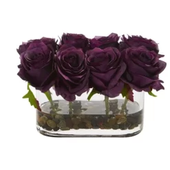 Nearly Natural 5.5-in Blooming Roses In Glass Vase Artificial Arrangement -Fashion Home Decor Store GUEST 992245e7 1d9f 437c be91 93214e35c82f