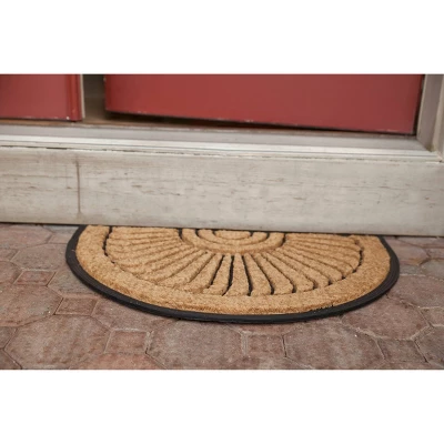 1'5" X 2'5" Shell Half-Circle Indoor/Outdoor Recycled Rubber/Coir Doormat Natural/Black - Entryways 4 1'5" X 2'5" Shell Half-Circle Indoor/Outdoor Recycled Rubber/Coir Doormat Natural/Black - Entryways - Image 2