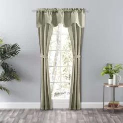 Ellis Curtain Lisa Solid Color Poly Cotton Duck Fabric Lined Scallop Valance 58" X 15" Mist
