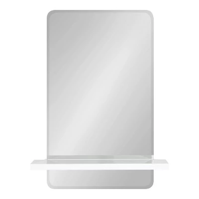 22" X 30" Fosset Frameless Mirror With Shelf White - Kate & Laurel All Things Decor 3 22" X 30" Fosset Frameless Mirror With Shelf White - Kate & Laurel All Things Decor
