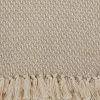 50"x60" Classic Tassel Trim Throw Blanket Beige - Saro Lifestyle