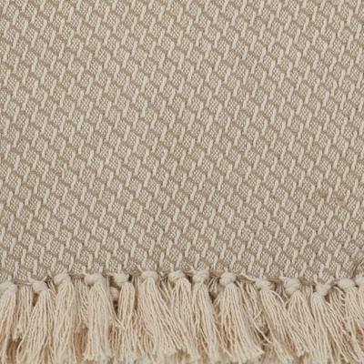 50"x60" Classic Tassel Trim Throw Blanket Beige - Saro Lifestyle 3 50"x60" Classic Tassel Trim Throw Blanket Beige - Saro Lifestyle