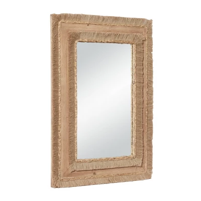 Bohemian Wood Rectangle Wall Mirror Brown - Olivia & May 8 Bohemian Wood Rectangle Wall Mirror Brown - Olivia & May - Image 6