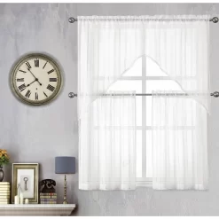 Kate Aurora Modern Chic Complete 4 Piece Striped Sheer Kitchen Curtain Tier & Valance Set -Fashion Home Decor Store GUEST 9cb0b890 8b9b 46f7 8d33 2937b52bc4d5