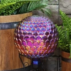 Sunnydaze Decor Sunnydaze Scalloped Texture Indoor/Outdoor Gazing Globe Glass Garden Ball - 10" Diameter - Red