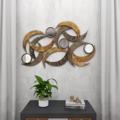Metal Abstract Wall Decor With Round Mirror Accents Beige - Olivia & May -Fashion Home Decor Store GUEST 9d6d8b78 55ce 441b 9cf3 28e40f61bedf