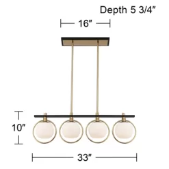 Possini Euro Design Carlyn Brass Black Linear Island Pendant Chandelier 33" Wide Modern White Glass Shade 4-Light LED Fixture For Dining Room Kitchen -Fashion Home Decor Store GUEST 9db9d07e 0dff 4ca8 821a 97332964a524