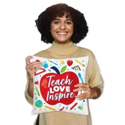 Big Dot Of Happiness Thank You Teachers - Teacher Appreciation Home Decorative Canvas Cushion Case - Throw Pillow Cover - 16 X 16 Inches -Fashion Home Decor Store GUEST 9ec1c7f6 db09 47c6 b91e 4179b043b2f1