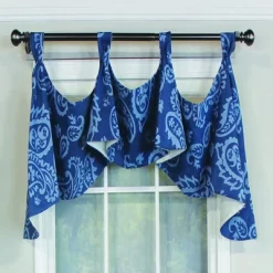 RLF Home Paisley Tab Window Treatment Premium Quality Valance 4" Top Tabs 50" X 20" Blue