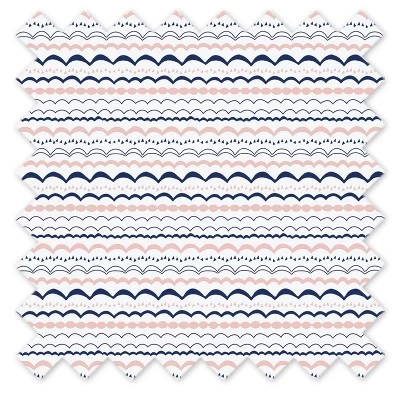 Bacati - Olivia Garland Coral/Navy Cotton Printed Single Window Curtain Panel 5 Bacati - Olivia Garland Coral/Navy Cotton Printed Single Window Curtain Panel - Image 3